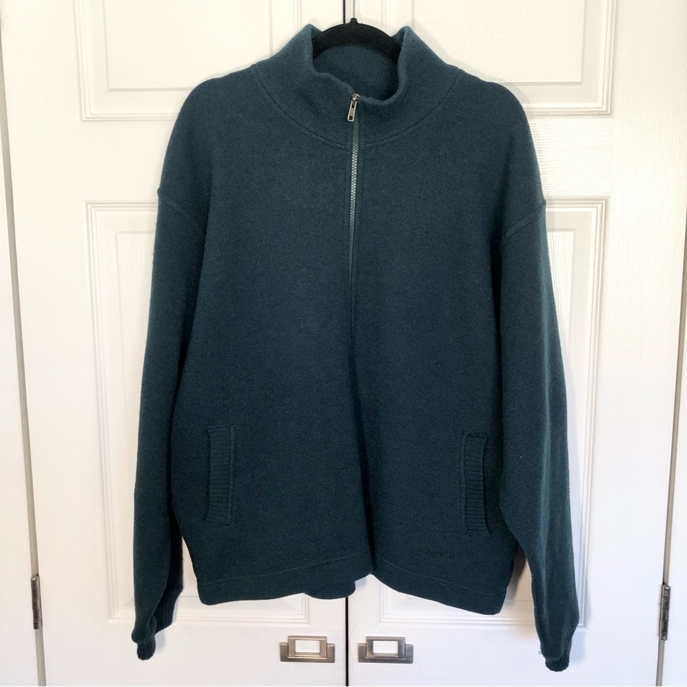 Men’s Vintage 100% Wool Green Patagonia 1/4 Zip Sweater Size L